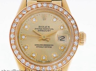 Rolex Oyster Perpetual Datejust Ladies 18K Gold Diamond Watch Rolex Vintage