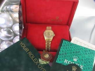 ROLEX LADIES DATEJUST WATCH 18CT YELLOW GOLD PRESIDENT W/ DIAMONDS ROLEX OYSTER