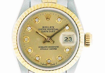 ROLEX LADIES DATEJUST WATCH STAINLESS STEEL & YELLOW GOLD DIAMONDS ROLEX OYSTER