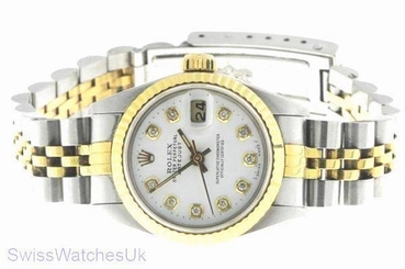 ROLEX LADIES DATEJUST WATCH STAINLESS STEEL & YELLOW GOLD DIAMONDS ROLEX OYSTER