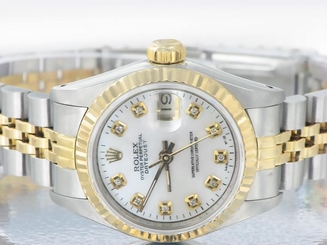 ROLEX LADIES DATEJUST WATCH STAINLESS STEEL & YELLOW GOLD DIAMONDS ROLEX OYSTER