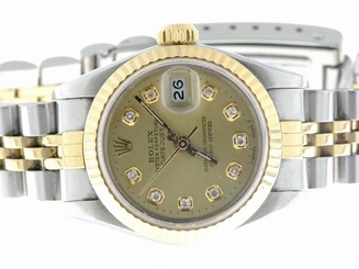 ROLEX LADIES DATEJUST WATCH STAINLESS STEEL & YELLOW GOLD DIAMONDS ROLEX OYSTER