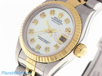 ROLEX LADIES DATEJUST WATCH STAINLESS STEEL & YELLOW GOLD DIAMONDS ROLEX OYSTER
