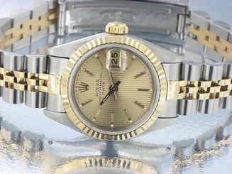 ROLEX LADIES DATEJUST WATCH STAINLESS STEEL & YELLOW GOLD DIAMONDS ROLEX OYSTER