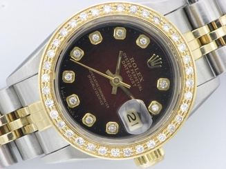 ROLEX LADIES DATEJUST WATCH STAINLESS STEEL & YELLOW GOLD DIAMONDS ROLEX OYSTER