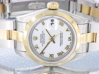 ROLEX LADIES DATEJUST WATCH STAINLESS STEEL & YELLOW GOLD DIAMONDS ROLEX OYSTER