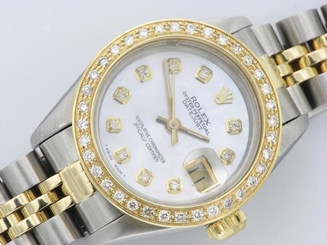 ROLEX LADIES DATEJUST WATCH STAINLESS STEEL & YELLOW GOLD DIAMONDS ROLEX OYSTER