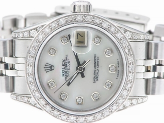 ROLEX LADIES DATEJUST WATCH STAINLESS STEEL DIAMOND AUTOMATIC ROLEX  OYSTER LADY