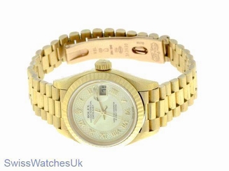 ROLEX LADIES DATEJUST WATCH 18CT YELLOW GOLD PRESIDENT W/ DIAMONDS ROLEX OYSTER