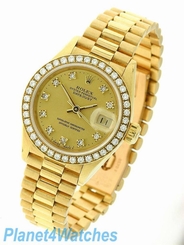 ROLEX LADIES DATEJUST WATCH 18CT YELLOW GOLD PRESIDENT W/ DIAMONDS ROLEX OYSTER