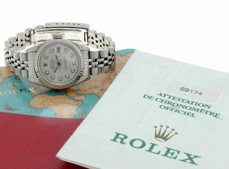 ROLEX DATEJUST LADIES STAINLESS STEEL AUTOMATIC WATCH WITH DIAMOND DIAL w/ PAPER