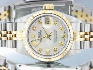 ROLEX LADIES DATEJUST WATCH STAINLESS STEEL & YELLOW GOLD DIAMONDS ROLEX OYSTER