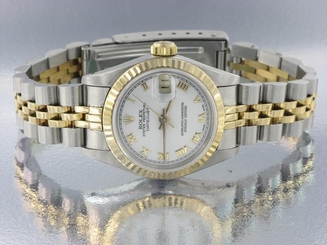 ROLEX LADIES DATEJUST WATCH STAINLESS STEEL & YELLOW GOLD DIAMONDS ROLEX OYSTER
