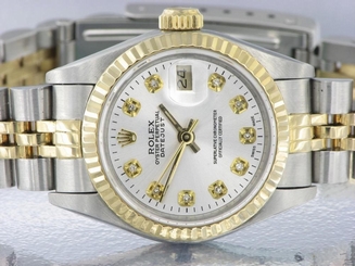 ROLEX LADIES DATEJUST WATCH STAINLESS STEEL & YELLOW GOLD DIAMONDS ROLEX OYSTER