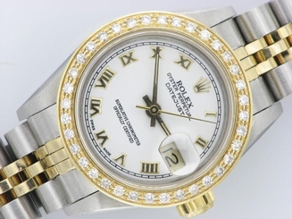 ROLEX LADIES DATEJUST WATCH STAINLESS STEEL & YELLOW GOLD DIAMONDS ROLEX OYSTER