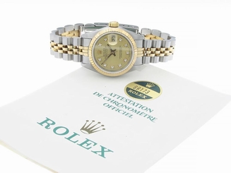 ROLEX LADIES DATEJUST WATCH STAINLESS STEEL & YELLOW GOLD DIAMONDS ROLEX OYSTER