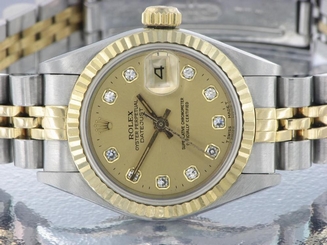 ROLEX LADIES DATEJUST WATCH STAINLESS STEEL & YELLOW GOLD DIAMONDS ROLEX OYSTER