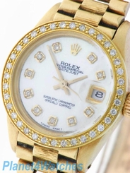 Rolex Oyster Perpetual Datejust Ladies 18K Gold Diamond Watch Rolex Vintage