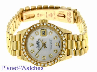 Rolex Oyster Perpetual Datejust Ladies 18K Gold Diamond Watch Rolex Vintage