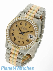 Rolex Datejust Women's Diamond President Watch Automatic 18K Gold TRIDOR Ladies