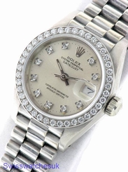 Rolex Datejust Women's Diamonds President Automatic Watch 18K White Gold Ladies
