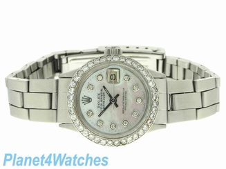 ROLEX LADIES DATEJUST WATCH STAINLESS STEEL DIAMOND AUTOMATIC ROLEX  OYSTER LADY