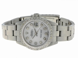 ROLEX LADIES DATEJUST WATCH STAINLESS STEEL DIAMOND AUTOMATIC ROLEX  OYSTER LADY