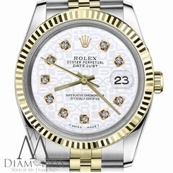 Ladies Rolex 31mm Datejust2Tone White Color Jubilee Dial with Diamonds