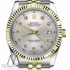 Ladies Rolex 31mm Datejust2Tone Silver Color Dial with Diamond Accent RT