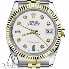 26mm Rolex Datejust 18K/SS 2Tone White Face w/ 8+2 Diamond Accent Jubilee Watch