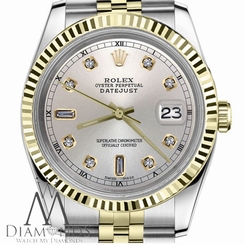 Ladies Rolex 31mm Datejust2Tone Silver Color Dial with 8+2 Diamond Accent