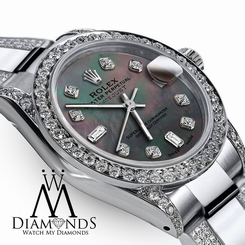 Ladies 26mm Rolex Oyster Perpetual Datejust Diamond Custom set Color dial