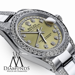 Women's 31mm Rolex s/s Oyster Perpetual Datejust Champagne String Diamond Dial