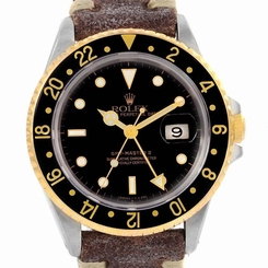 Rolex GMT Master II Mens 18k Yellow Gold Steel Watch 16713