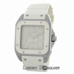 Authentic Ladies Cartier Santos 100 2878 W20122U2 Steel Automatic Watch