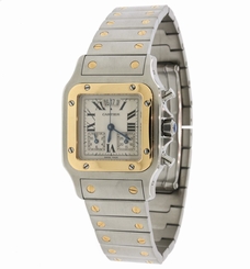 Cartier Santos 2425 Chronoflex Date 18K Gold & Steel 29MM Watch - MINT
