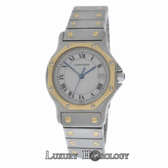 Ladies Cartier Santos Octagon 187902 Steel 18K Gold Date Quartz 30MM Watch