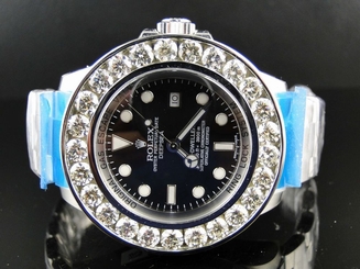 Mens Brand New Custom Rolex 46 Mm Sea Dweller Deep Sea Genuine Diamond Watch