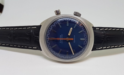 RARE 60'S OMEGA CHRONOSTOP CAL:865 BLUE DIAL MAN'S WATCH