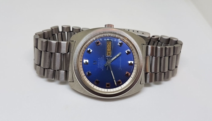 RARE OMEGA CHRONOMETER BLUE DIAL CAL 751 AUTOMATIC MAN'S LARGE WATCH