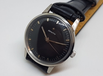 USED VINTAGE 60'S ZENITH CAL:2532 BLACK DIAL MANUAL WIND MAN'S WATCH