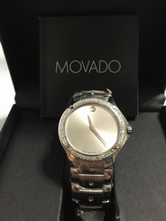 New Men's Movado se Silver dial 0605789 0.70ct.apx.custom set real Diamond Watch