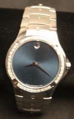 New Men's Movado se s.e.blue 0605790 0.70ct.aprx.custom set real Diamond Watch