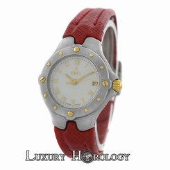 Authentic Ladies Ebel Sportwave E6087621 18K Gold Steel Date Quartz 28MM Watch