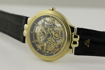 MAURICE LACROIX SKELETON "SQUELLETE" AUTOMATIC WRISTWATCH (MODEL REF: 14160).