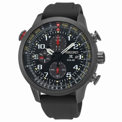 New Seiko Solar SSC371 Prospex Chronograph Black Rubber Strap Men's Watch