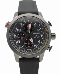 New Seiko Solar SSC371 Prospex Chronograph Black Rubber Strap Men's Watch