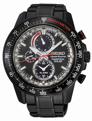 New Seiko SSC373 Sportura Solar Chronograph Black Ion Men's Watch