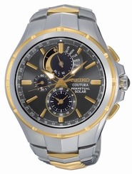 New Seiko SSC376 Coutura Solar Chronograph Two Tone Stainless Steel Men's Watch