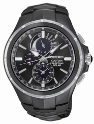 New Seiko SSC377 Coutura Solar Chronograph Black Ion Stainless Steel Men's Watch
